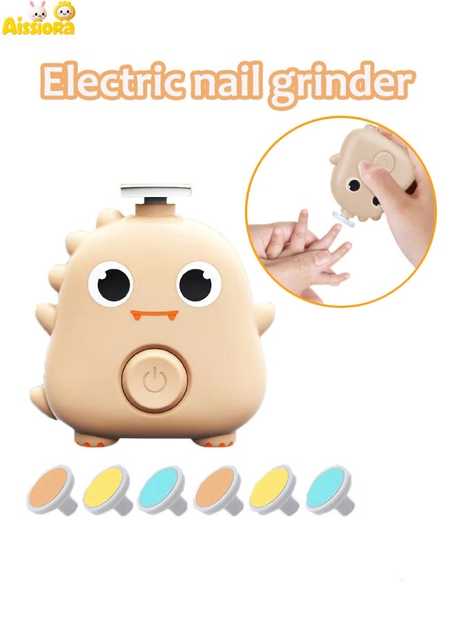 Aissiora Electric nail clippers Baby nail trimmer Children's nail clippers Splash-proof electric manicurator Cute dinosaur shape With 6 grinding heads - Image 1